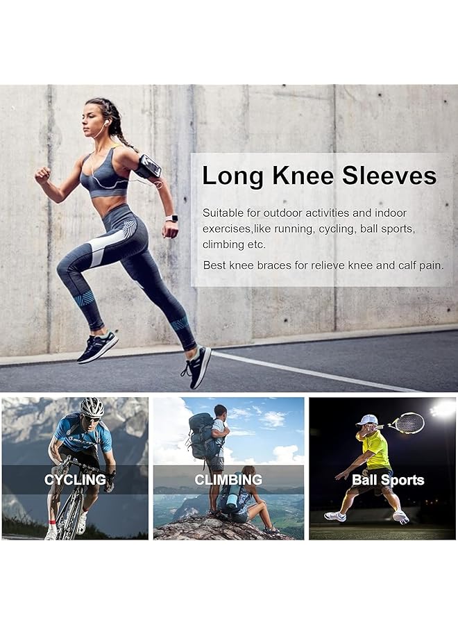 SCIENISH Leg Compression Sleeve Full Leg 2 Pack Long/Self Heating Knee Brace For Men Women Knee Support Protector For Running Weightlifting Workout Knee Braces With Elastic Compression Design - Image 5