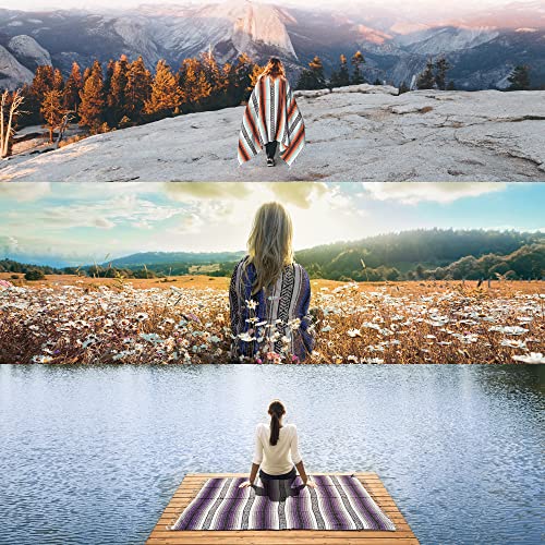 Hydration Nation Authentic Extra Large Mexican Blanket - Handwoven Yoga, Serape, Artisanal Falsa, Beach, Camping, Picnic, Outdoor Blanket (King Turquoise) - Image 5