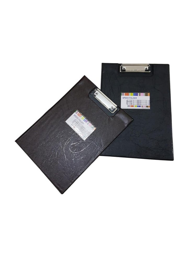 لوح كتابة بمشبك ومدمج مع ملف لحفظ الاوراق مقاس A4 بني واسود - Image 1