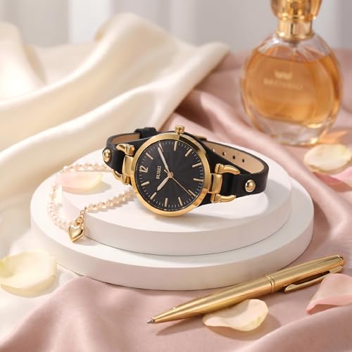 BUREI Women Watches Simple Leather Strap Watch Analog Quartz Watches Small Thin Ladies Watch Bracelet Band Wristwatch Gifts for Women - Image 3