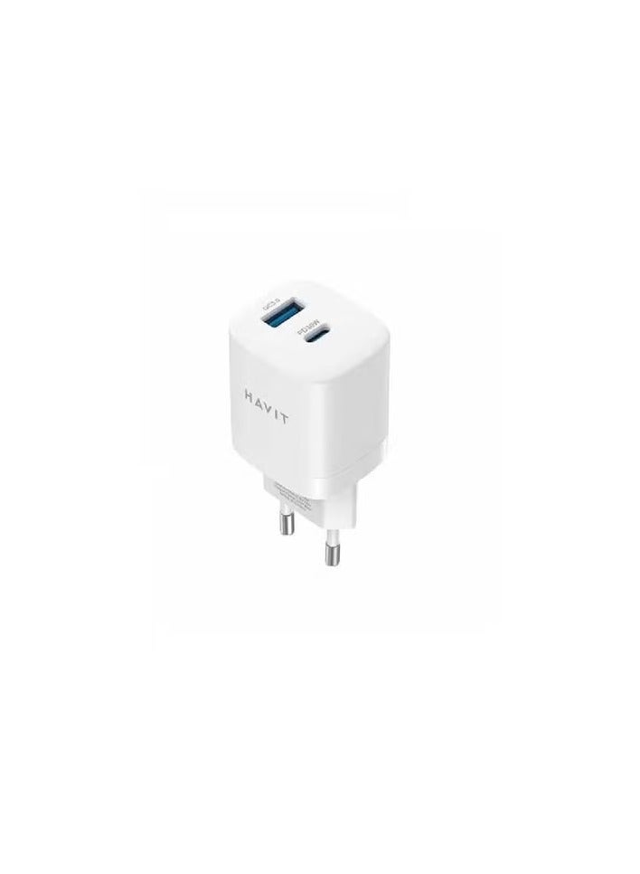 Wall Charger 33W Dual  Ports( PD 33W,USB-A 30W) Supprot (PPS/PD3.0),EU White - Image 1