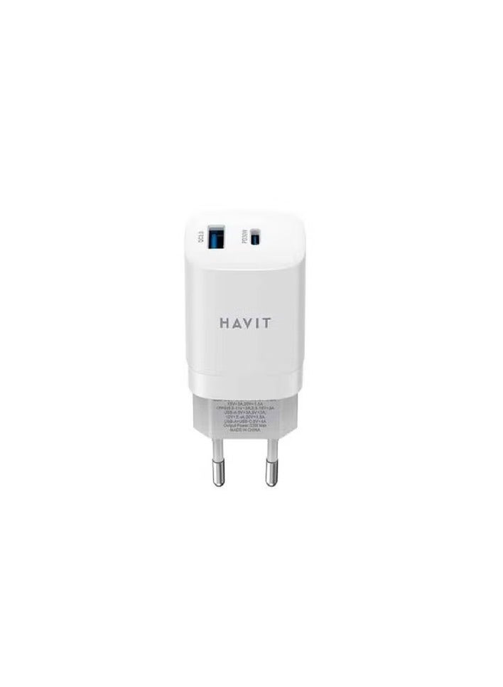 Wall Charger 33W Dual  Ports( PD 33W,USB-A 30W) Supprot (PPS/PD3.0),EU White - Image 2