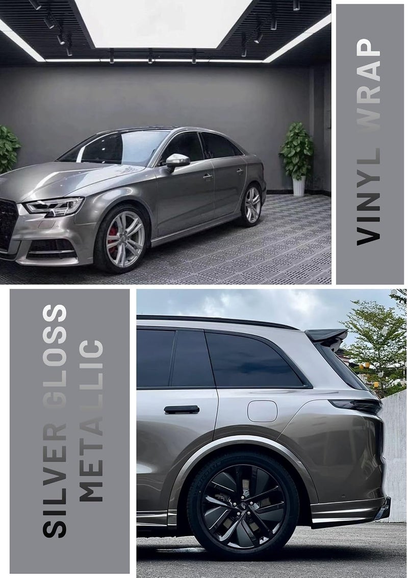 HOME13™ Vinyl Silver Metallic Wrap Adhesive Car Sticker Decal Film (12X48, Silver Metalic Wrap) - Image 4