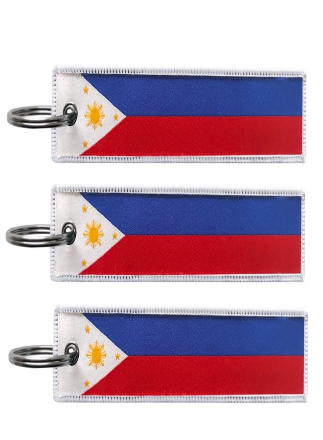 JAVD Philippines Flag Filipino Keychain Tag with Key Ring (3 Pack) - Image 1