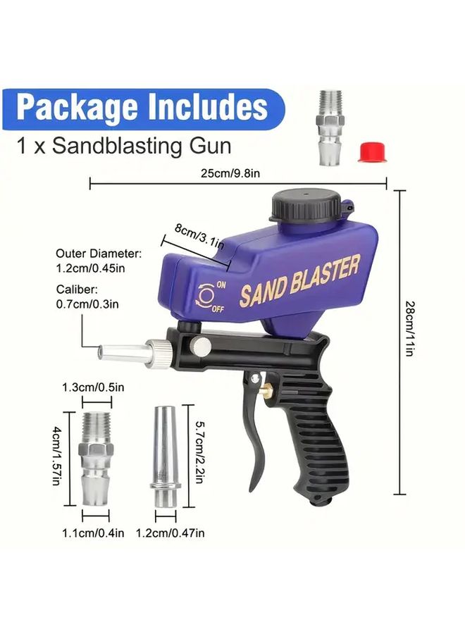 Small Air Sandblaster Gun Black 600cc Capacity Adjustable Gravity Feed Portable Kit - Image 2