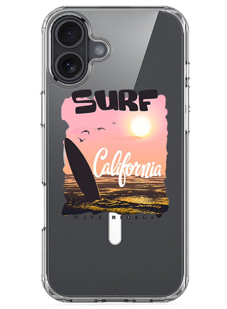 Theodor iPhone 16 Plus Magsafe Magnetic Case for iPhone Compatible with Wireless Charging, Shockproof Phone Bumper Cover - Surf California - Image 1