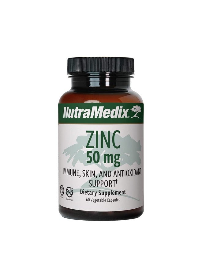 Nutramedix - Zinc 50Mg Zinc Supplements For Immune Skin & Antioxidant Support Easy To Digest Zinc/Mineral & Vitamin Support For General Wellness & Immune Health (60 Vegetarian Capsules) - Image 1