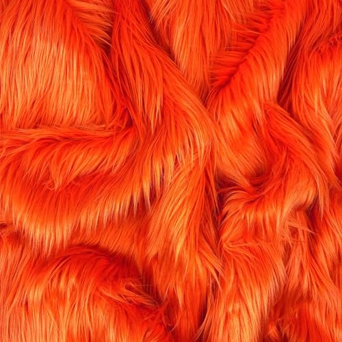 Barcelonetta Faux Fur Fabric | Pre-Cut Fur Squares for Sewing, DIY Crafts, Costumes, Upholstery | Soft, Vegan Faux Fur | Material for Plush Toy Projects (Orange, 10" X 10") - Image 1