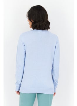 French Connection Women Crew Neck Plain Long Sleeves Sweater, Blue  - Image 3