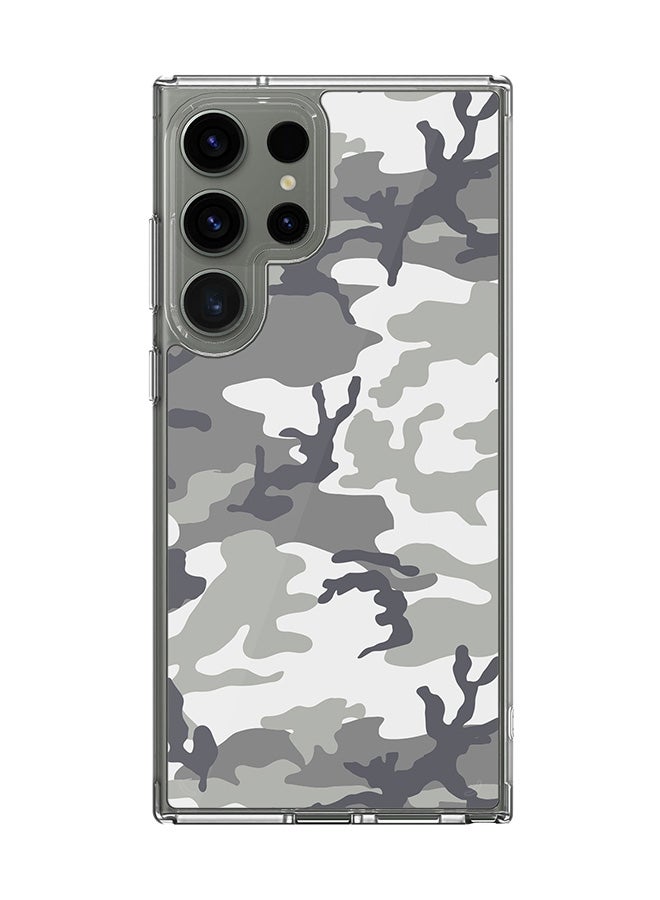 Stylizedd Classic Clear Case for Samsung Galaxy S25 Ultra , Hybrid Soft Case Flexible Edges Anti Drop TPU PC Gel Thin Transparent Cover - Artic Camo Full Print - Image 1