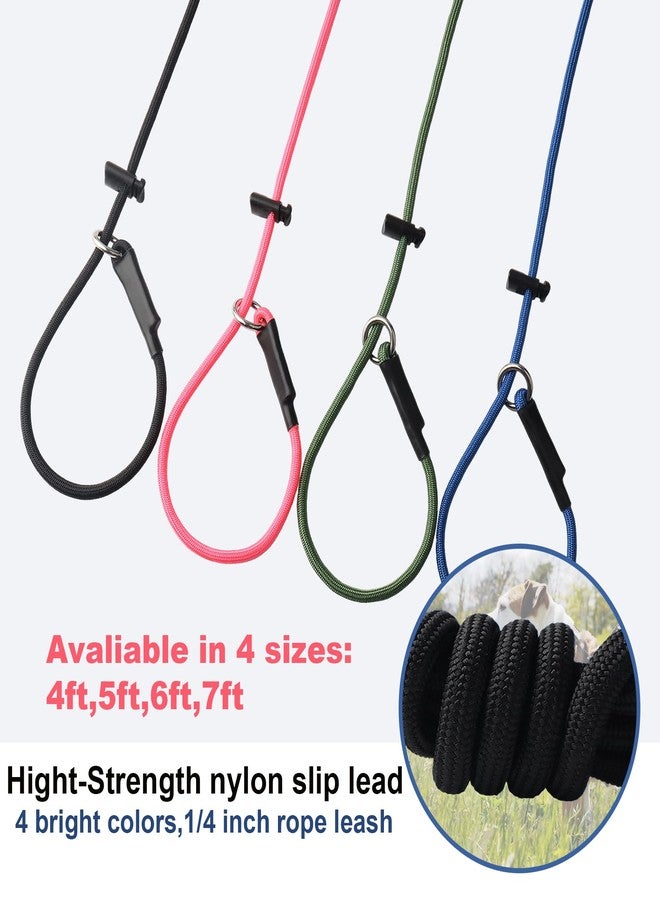 DISCPETSEC Slip Lead Dog Leash for Small & Medium Dogs, 1/4” x 4ft Sturdy Nylon Rope with Spring-Loaded Adjustable Stopper, Easy On/Off Training & Walking Slip Leash (Royal Blue, 4ft*1/4") - Image 3
