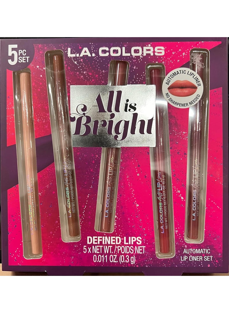 L.A. Colors - LA COLORS All Is Bright 5pc Automatic Lip Liner Defined Lips 1 Count Pack of 1 - Image 1
