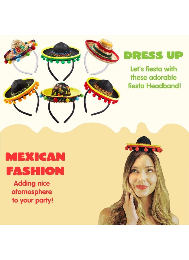 JOYIN - 6 Pcs Cinco De Mayo Fiesta Fabric And Straw Sombrero Hat Party Costume For Fun Fiesta Headbands Party Supplies, Mexican Theme Decorations, Luau Event Photo Props And Party Favors - Image 1