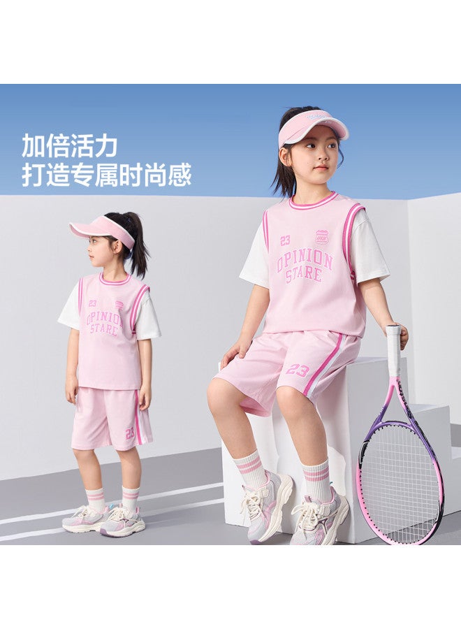 Zuoxi Girls' Sportswear Set Summer Thin Moisture-wicking Quick-dry Basketball Training Outfit Kids' Short Sleeve Two-piece Tween Clothing - Image 4