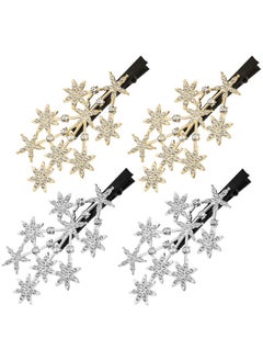 ANCIRS 4 Pack Rhinestone Star Hair Clips For Women Sparkling Jewelry Hair Barrettes Accessories Luxury Diamond Hair Styling Pins Comb Clamp Claw Clippers For Girls 2 Gold & 2 Silver  - Image 2