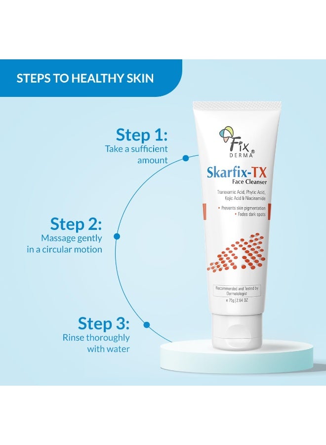 Fixderma Skarfix -TX Face Cleanser with Tranexamic Acid, Kojic Acid & Niacinamide | Kojic Acid Face Wash | Pigmentation Face Wash for All Skin Types - 75gm - Image 4