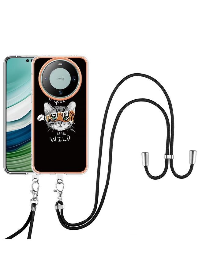 Zaboon Case For Huawei Mate 60 Pro Electroplating Dual-side IMD Phone Case with Lanyard - Image 2