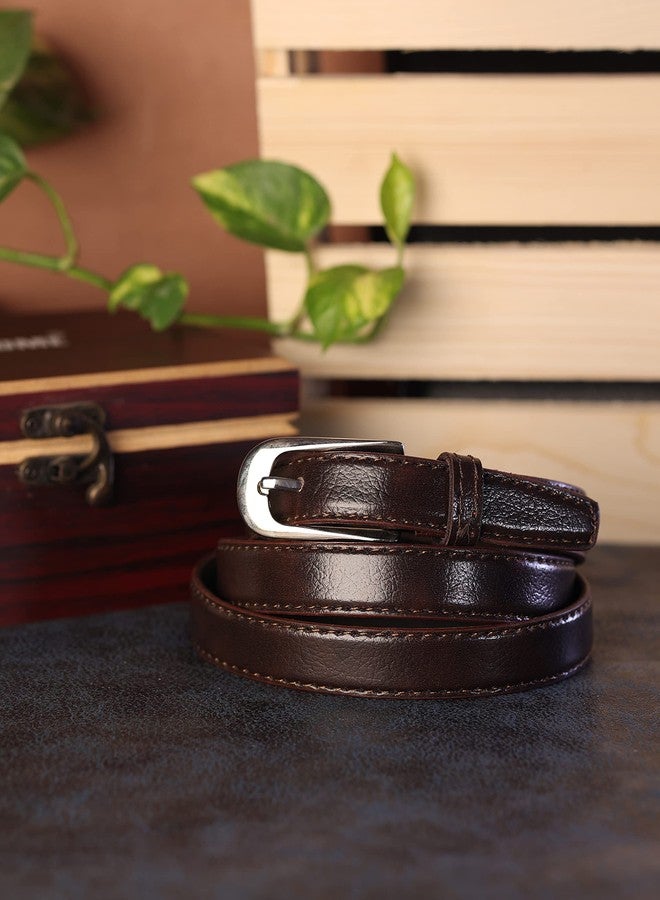 ZEVORA Women Brown Leather Formal Belt - Image 2