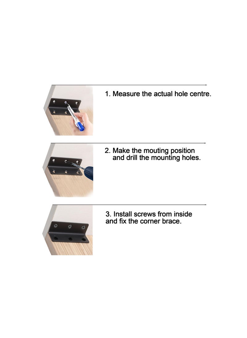 Excefore L Bracket, Heavy Duty Corner Brace, 10 Pack 4" Metal Shelf Bracket Angle Bracket for Shelves, Black L Brackets for Wood  - Image 3