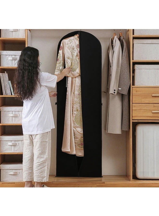 2 Pieces 180cm×60cm Black Household Clothing Dust-Proof Bags, Dust-Proof Covers, Clothing Storage Bags, Hanging Garment Bag, Clothing Storage Dust-Proof Bags, Outdoor Clothing Storage Bag, Can Be Stacked, Hung, Suitable For Use At Home And During Travel.  - Image 2