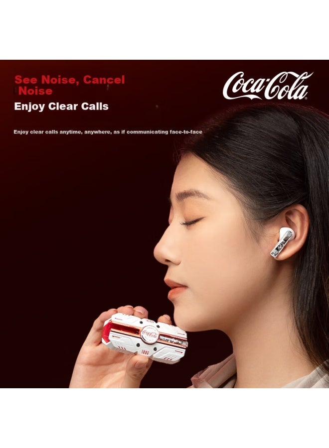 Coca-cola T23 Gaming Esports Bluetooth Earphones Wireless Aluminum Alloy Mech Half In-ear Earphones Music Sports Earphones Enc Call Noise Reduction Ultra Long Battery Life Bluetooth 5.4 - Image 2