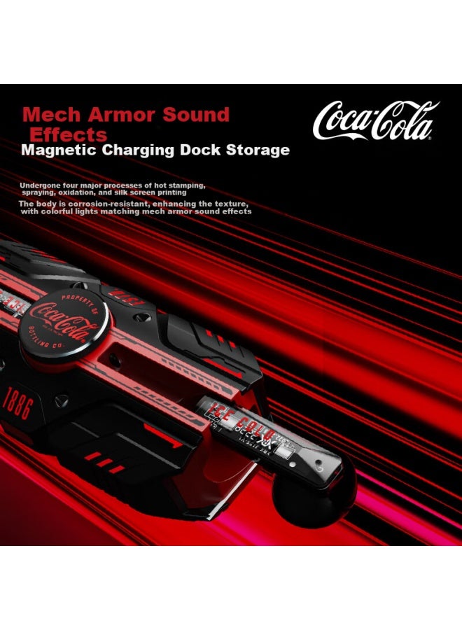 Coca-cola T23 Gaming Esports Bluetooth Earphones Wireless Aluminum Alloy Mech Half In-ear Earphones Music Sports Earphones Enc Call Noise Reduction Ultra Long Battery Life Bluetooth 5.4 - Image 5