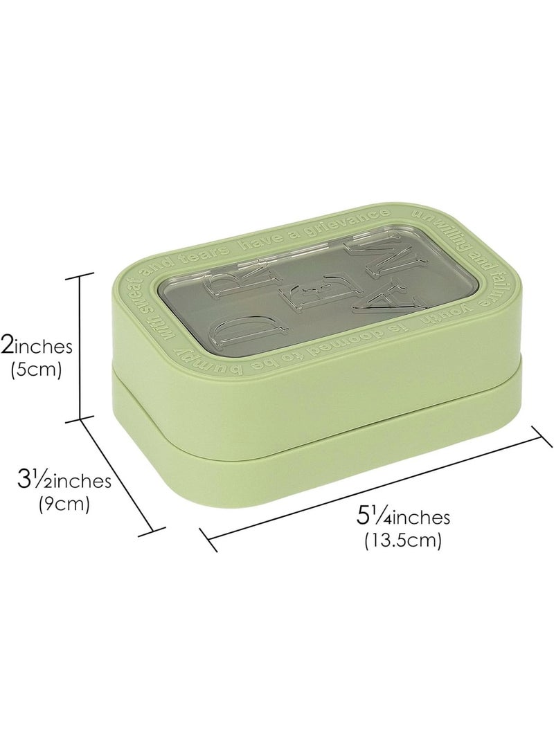 SOLARAE Travel Soap Container, 2 Pack Bar Soap Holder Soap Travel Case, Soap Saver Container with Lid, Portable Bar Soap Box with Cover, for Traveling, Camping, Gym, Hiking (White,Green) - Image 2