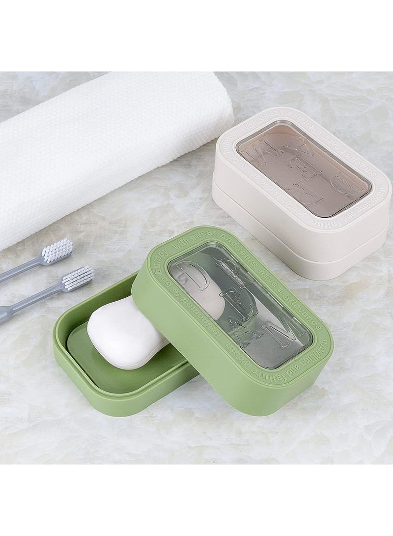 SOLARAE Travel Soap Container, 2 Pack Bar Soap Holder Soap Travel Case, Soap Saver Container with Lid, Portable Bar Soap Box with Cover, for Traveling, Camping, Gym, Hiking (White,Green) - Image 4