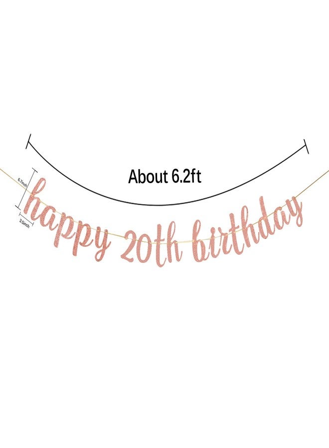 INNORU Glitter Happy 20th Birthday Banner - 20 Sign Banner - Cheers to 20 Years Birthday Party Bunting Decorations Rose Gold - Image 5