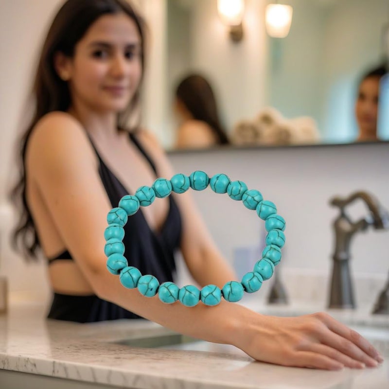 DHYANARSH Natural Phiroza Stone Bracelet 8mm - Gorgeous Healing Gemstones for Men/Women - Image 4