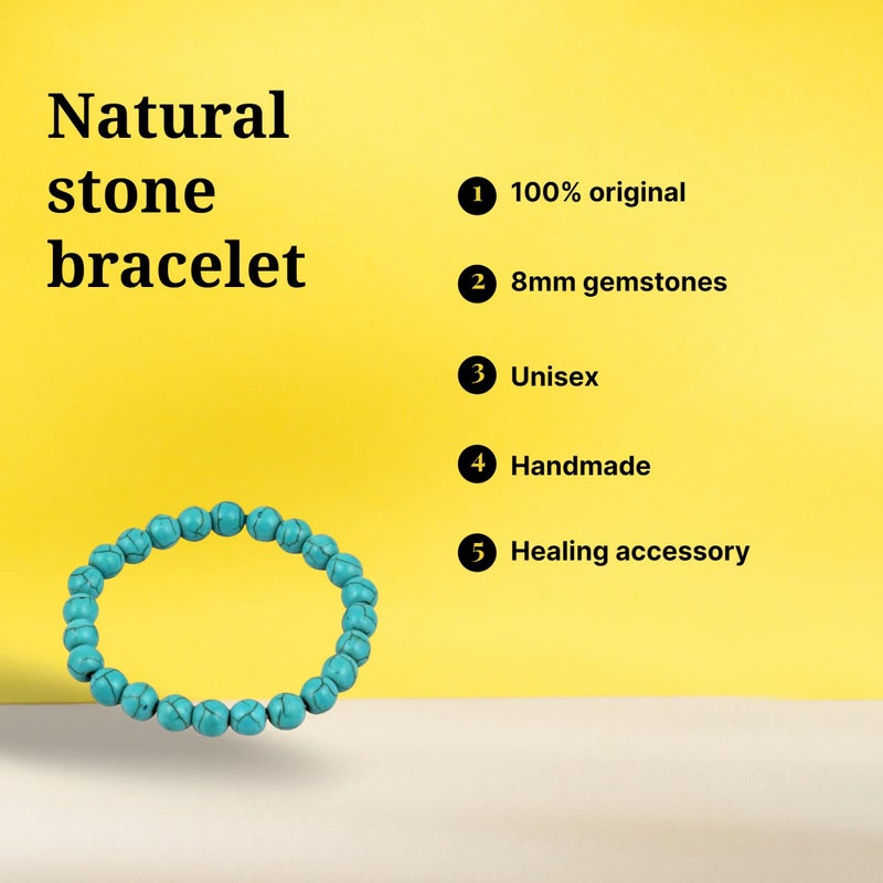 DHYANARSH Natural Phiroza Stone Bracelet 8mm - Gorgeous Healing Gemstones for Men/Women - Image 5