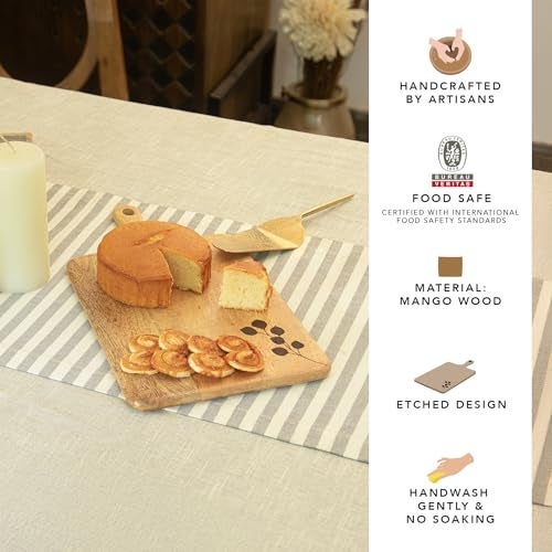 Ellementry Leafy Twig Wooden Chopping Board, Vegetable & Fruits Cutting Board for Kitchen Use, Eco-Friendly Recyclable & BPA Free, Anti-Microbial, Durable & Easy to Clean - Image 2