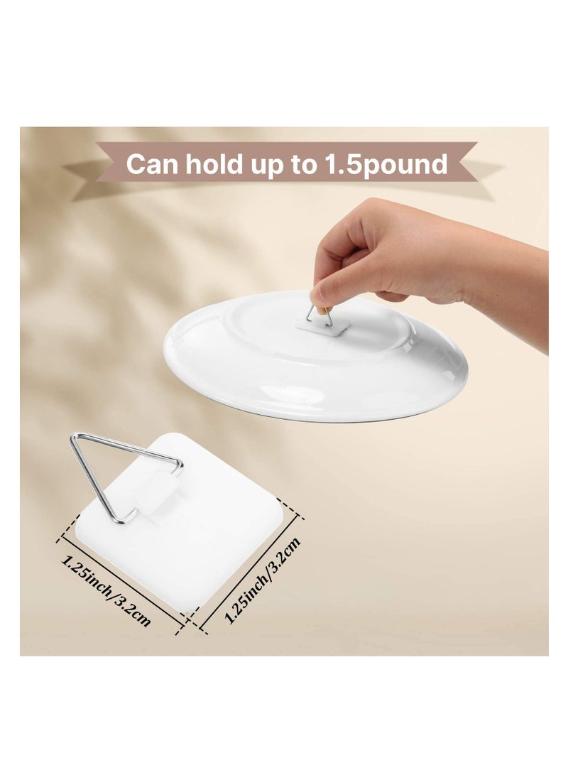 sokany 40 PCS Invisible Adhesive Plate Hanger, Plastic Adhesive Picture Hangers Without Nails, Adhesive Vertical Plate Holders, Sticky Hangers for Plate Photo Picture Frame, Wall Art Decoration (White)  - Image 2