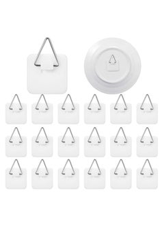 sokany 40 PCS Invisible Adhesive Plate Hanger, Plastic Adhesive Picture Hangers Without Nails, Adhesive Vertical Plate Holders, Sticky Hangers for Plate Photo Picture Frame, Wall Art Decoration (White)  - Image 1