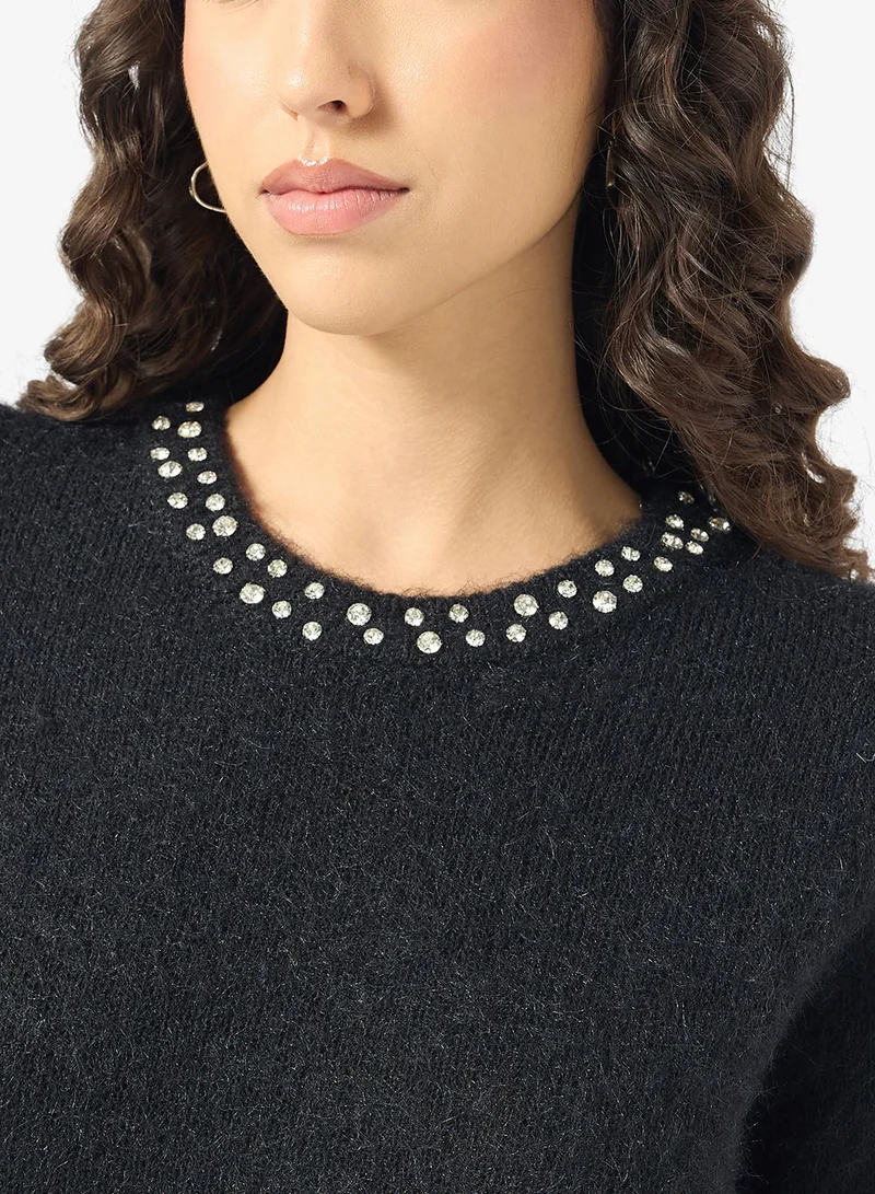 Only  Rhinestone Pullover Sweater for Women | Best Price UAE