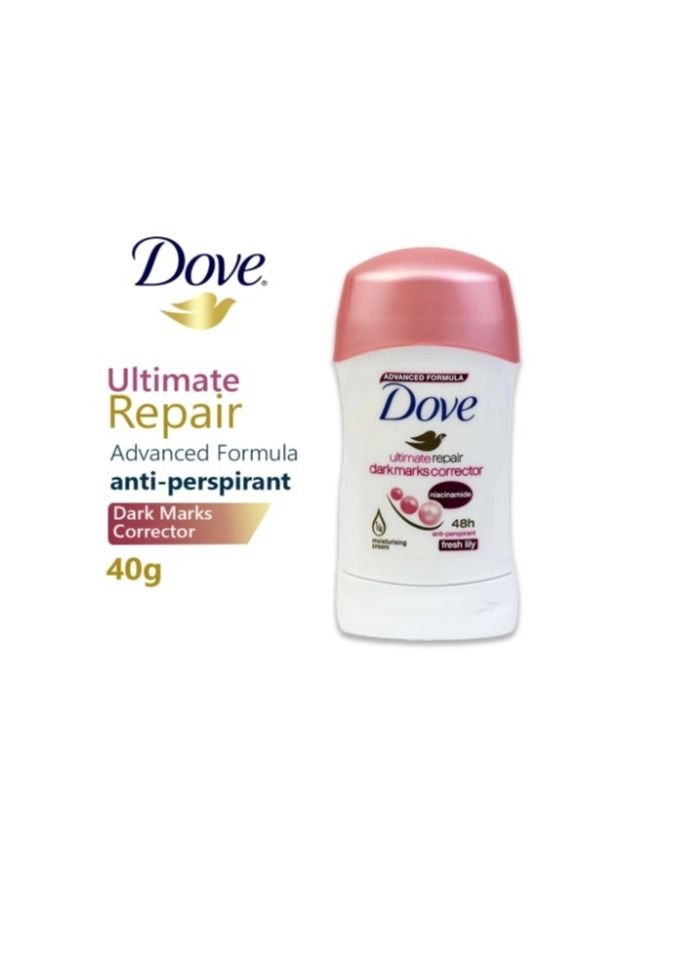 Dove Ultimate Repair dark mark corrector Fresh Lily Deodorant Stick 40ml - Image 2