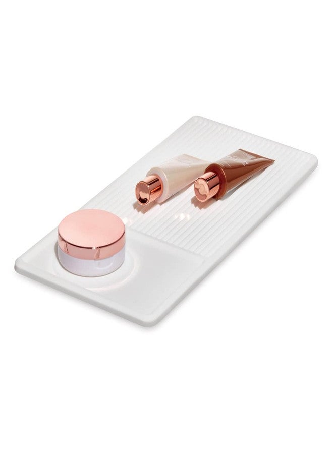 iDesign The Sarah Tanno Collection Heat-Resistant Silicone Mat for Cosmetic Drawer Organizers, White - Image 1