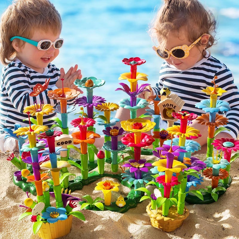 TEMI 138 PCS Flower Garden Building Toys for Girls Toys, Educational STEM Toy and Preschool Garden Play Set for Toddlers 3 4 5 6 7 8 Year Old Kids Boys Girls, Flower Stacking Toys for Kids Age 3-6 - Image 3