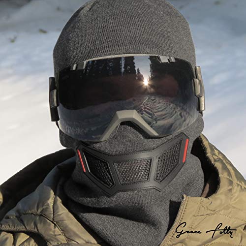 Grace Folly Knit Balaclava Full Face Winter Ski Mask with Vented Mouthpiece (Charcoal) - Image 4