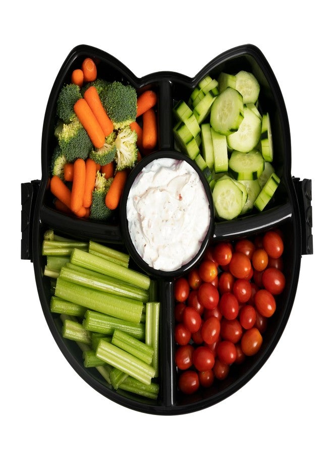KOLORAE Black Cat Reusable Serving Tray - Unique 5 Compartment Cat Snack Tray - Great for Entertaining Food Storage for Appetizers, Snacks, Chips & Dip, Fruits & Veggies - Fall Halloween Tray - Image 5