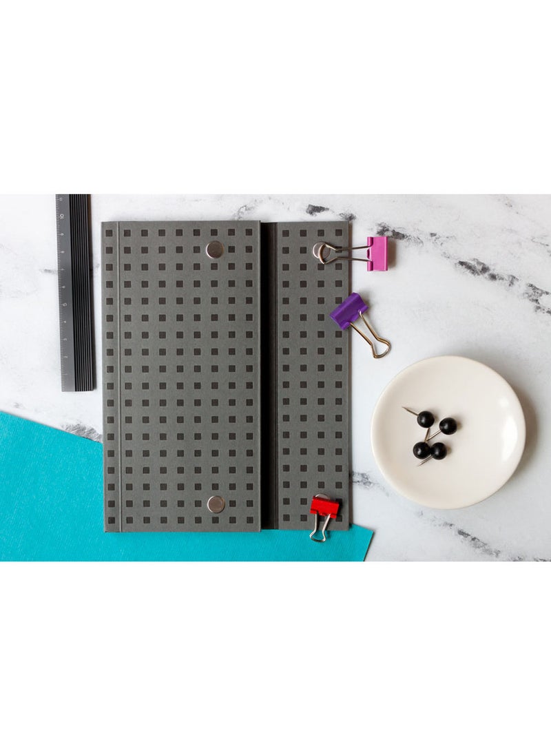 Paper-Oh - Quadro Grey on Black B5 Lined Wrap Closure 112 Pages 100gsm Notebook - Image 1