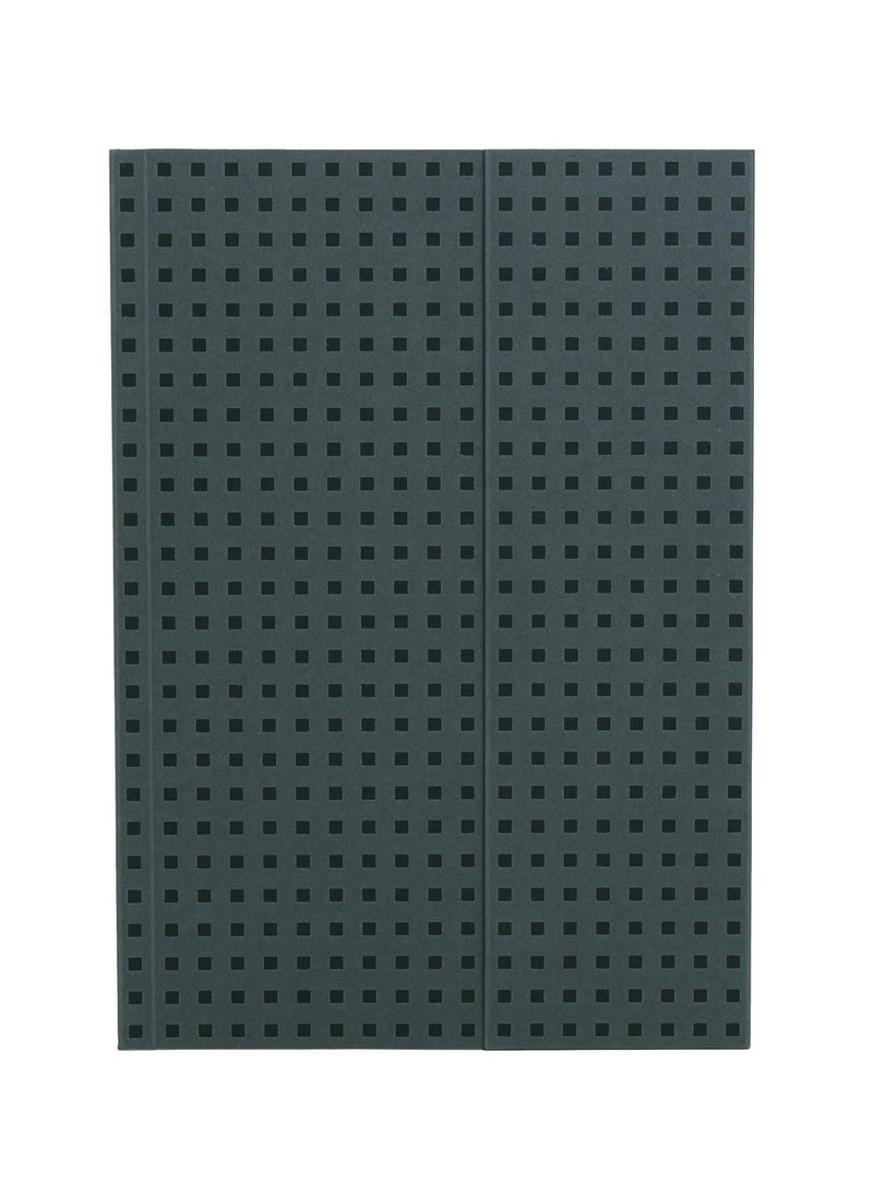 Paper-Oh - Quadro Grey on Black B5 Lined Wrap Closure 112 Pages 100gsm Notebook - Image 1