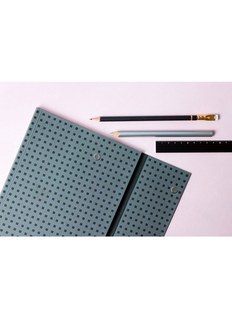 Paper-Oh - Quadro Grey on Black B5 Lined Wrap Closure 112 Pages 100gsm Notebook - Image 1