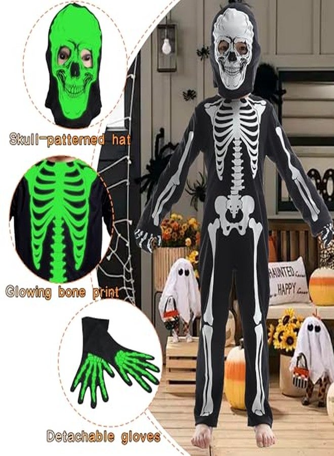Wizland Skeleton Costume Kids，Toddler Skeleton Costume，Halloween Glow in the Dark Costume with Mask Gloves 3-5years - Image 4