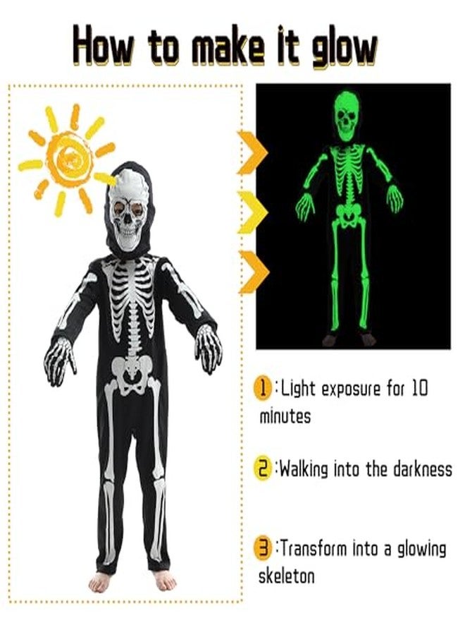 Wizland Skeleton Costume Kids，Toddler Skeleton Costume，Halloween Glow in the Dark Costume with Mask Gloves 3-5years - Image 3