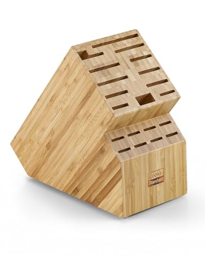 Cooks Standard Bamboo Knife Storage Block without Knives, 20 Slot Universal Knife Holder Countertop Butcher Block Knife Stand for Easy Kitchen Storage - Image 1