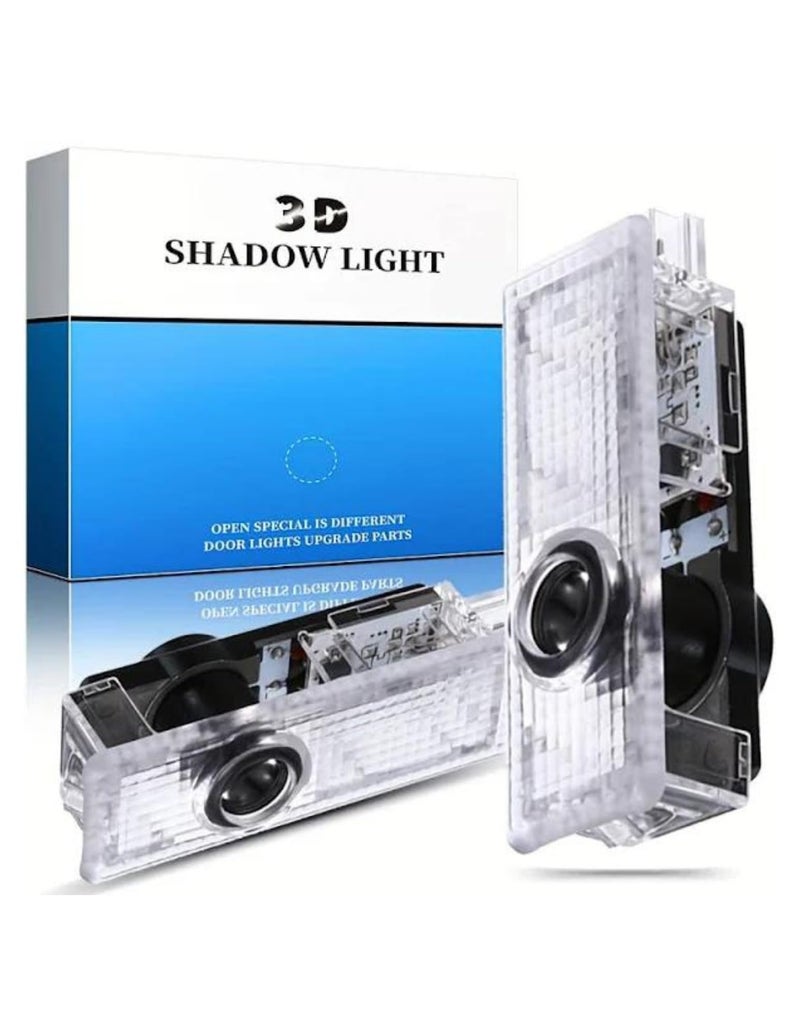 3D Shadow Light LED Car Door Light Accessories Logo Projector Black White HD Welcome Lights Compatible with BMW 134567MXZGT Series