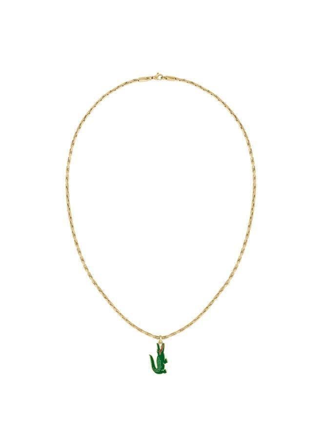 LACOSTE Arthor Collection Chain Necklace For Men In Yellow Gold With A Crocodile-Shaped Charm - 2040229 - Image 4