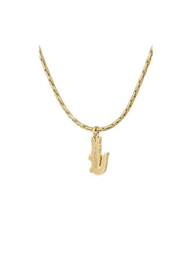 LACOSTE Arthor Collection Chain Necklace For Men In Yellow Gold With A Crocodile-Shaped Charm - 2040229 - Image 3