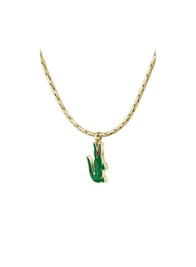 LACOSTE Arthor Collection Chain Necklace For Men In Yellow Gold With A Crocodile-Shaped Charm - 2040229 - Image 1